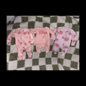 3 pc. Newborn Pink Sleepers